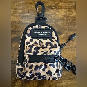 Leopard Print mini backpack bag charm keychain